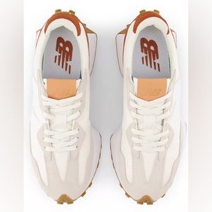 New Balance White and Tan Sneakers
